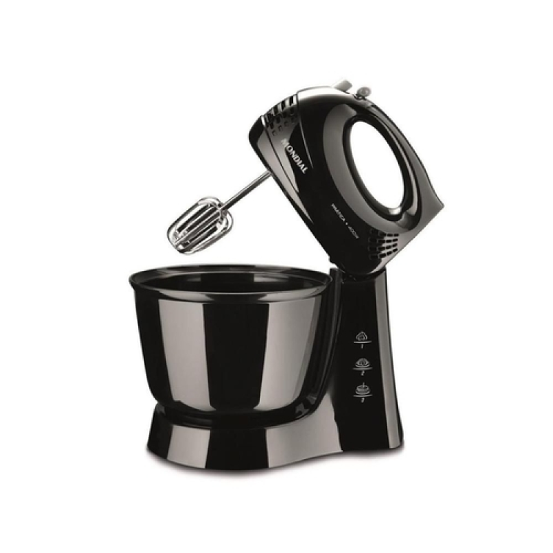 Batedeira 03 velocidades 400w prática b44b preta mondial