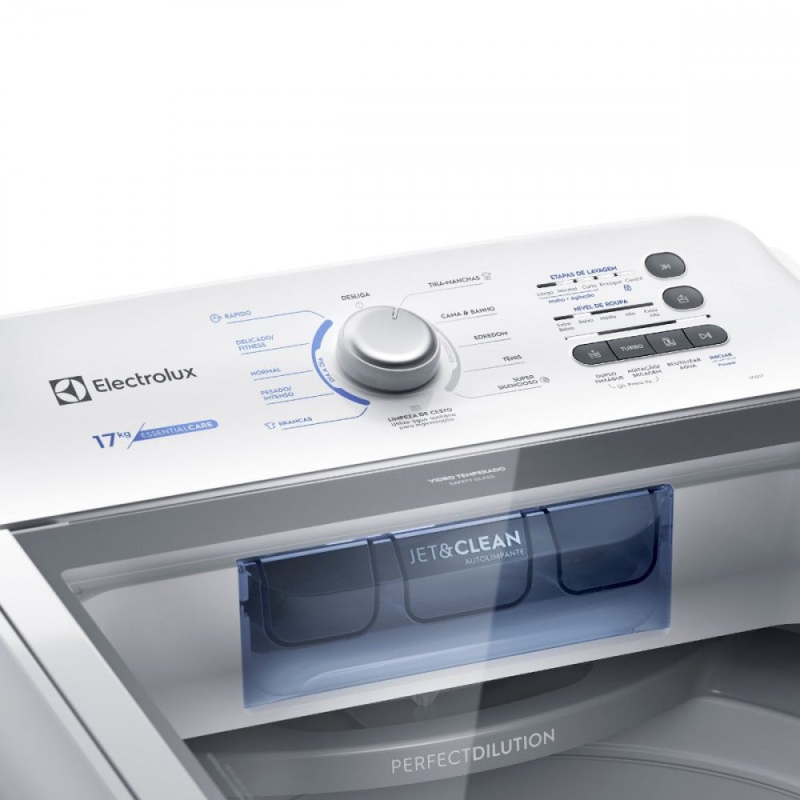 Máquina de lavar roupas 17kg led branca electrolux