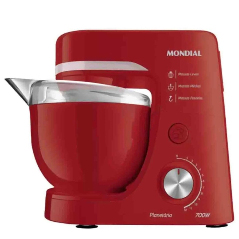 Batedeira 12 velocidades 700w planetaria bp03r vermelha mondial