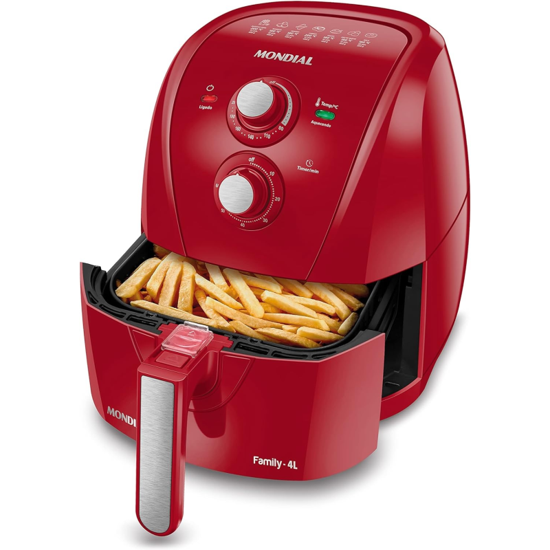 Fritadeira air fryer 1500w 4,0l family afn40fr vermelha mondial