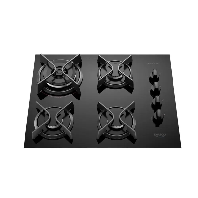 Cooktop 4 bocas a gás glass supreme preto dako