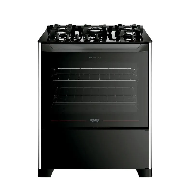 Fogão 5 bocas mesa vidro magister preto dako