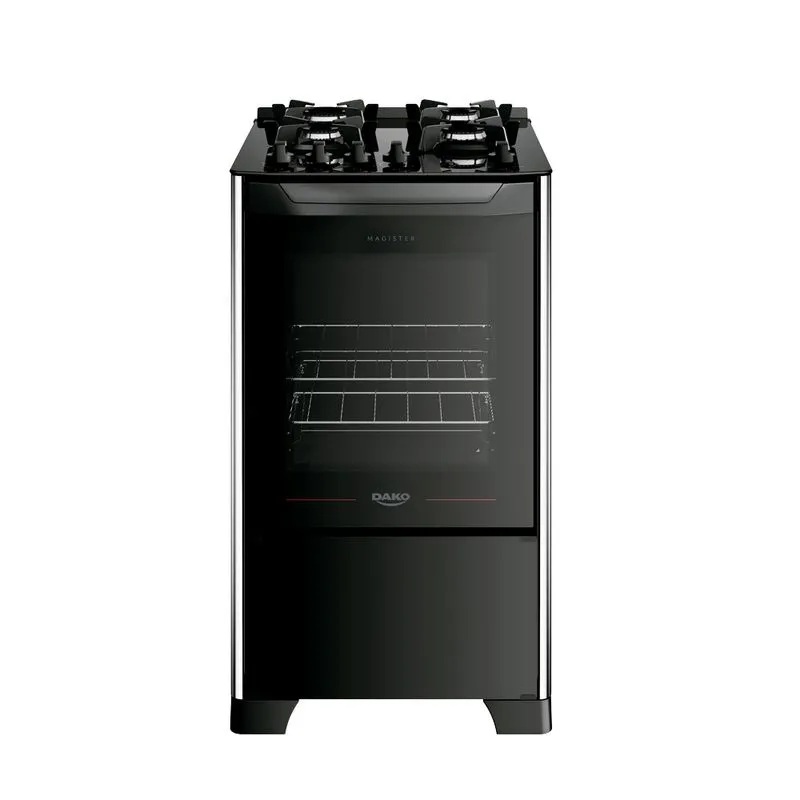 Fogão 4 bocas mesa vidro magister preto dako