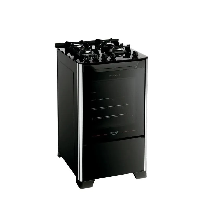 Fogão 4 bocas mesa vidro magister preto dako
