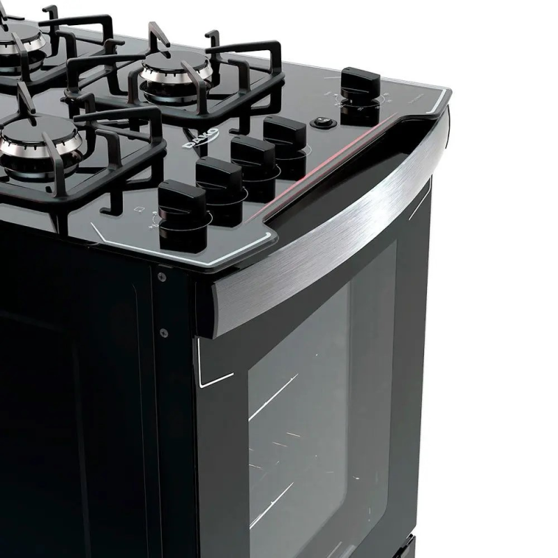 Fogão 4 bocas mesa vidro diplomata preto dako