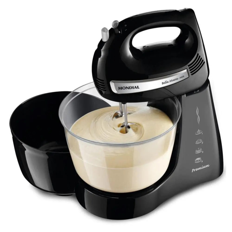 Batedeira 04 velocidades 500w bella massa b23np preta mondial