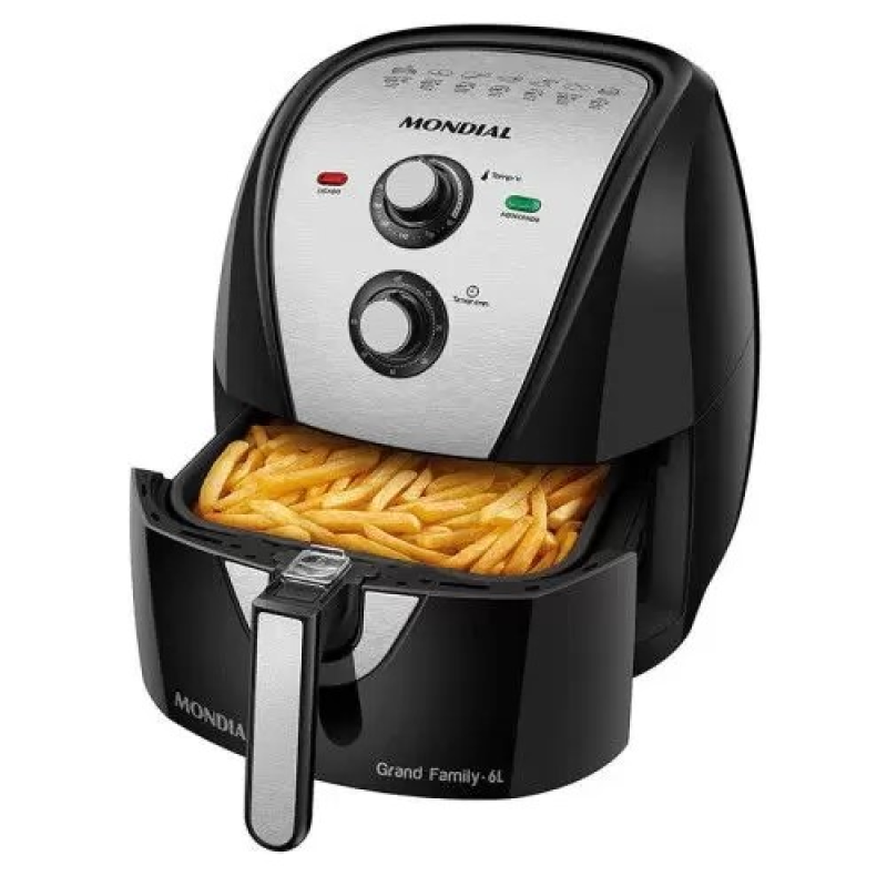 Fritadeira air fryer 1900w 6,0l grand family afn60bi pr mondial