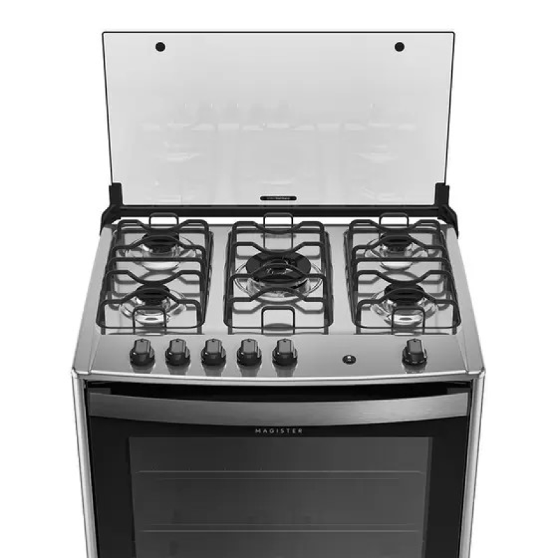 Fogão 5 bocas mesa inox magister preto dako