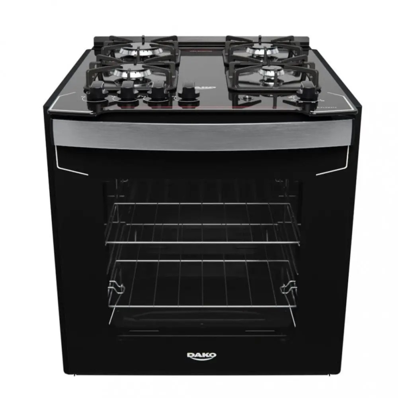 Fogão 4 bocas mesa vidro diplomata embutir preto dako