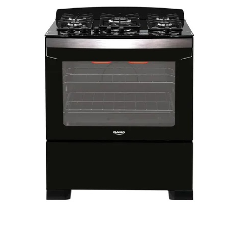 Fogão 5 bocas mesa vidro diplomata grill preto dako