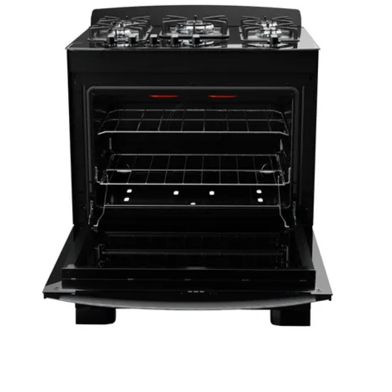 Fogão 5 bocas mesa vidro diplomata grill preto dako