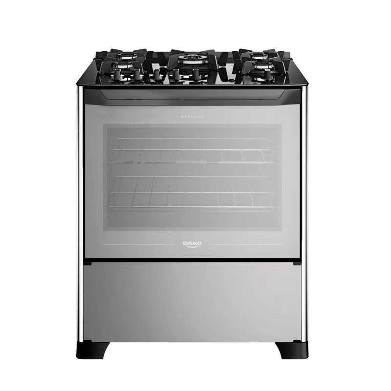 Fogão 5 bocas mesa vidro magister style preto dako