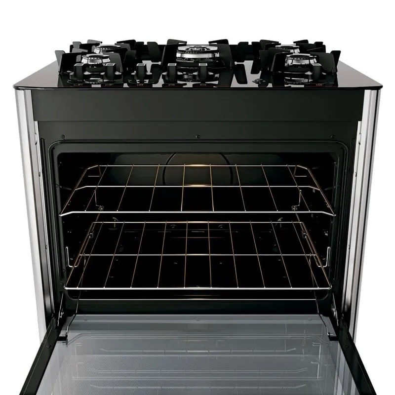 Fogão 5 bocas mesa vidro magister style preto dako