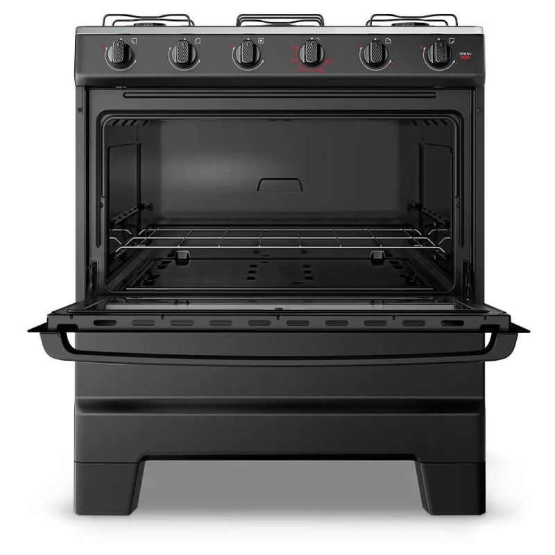 Fogão 5 bocas mesa inox ideal pop preto esmaltec
