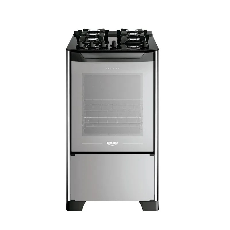 Fogão 4 bocas mesa vidro magister style preto dako