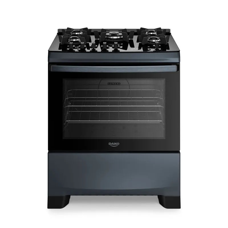 Fogão 5 bocas mesa vidro supreme timer glass titanium dako