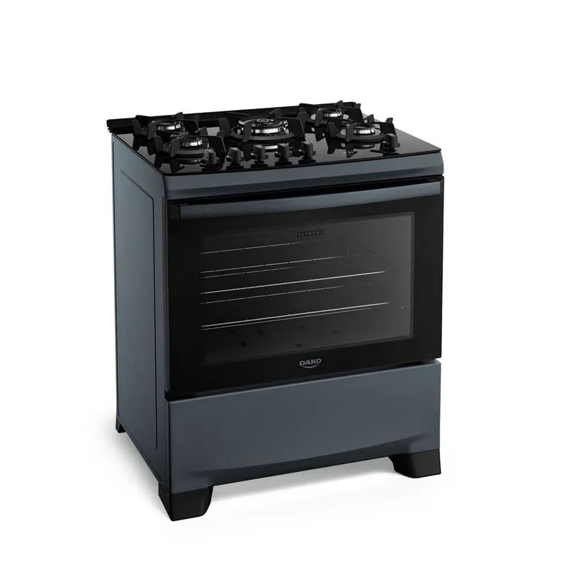 Fogão 5 bocas mesa vidro supreme timer glass titanium dako