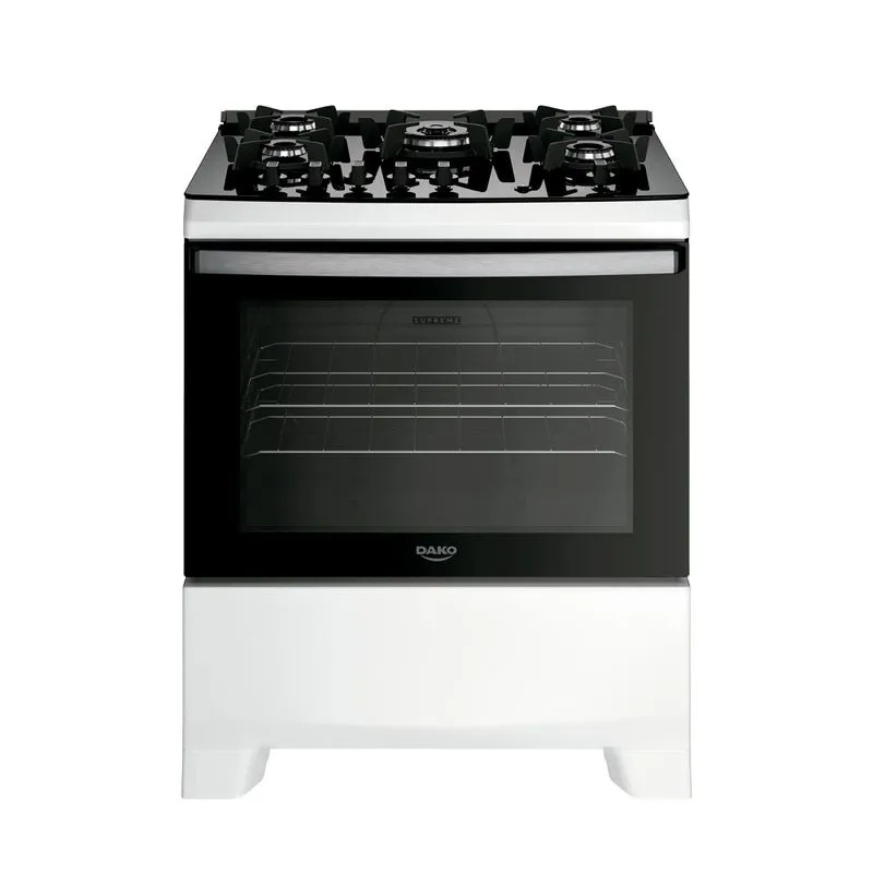 Fogão 5 bocas mesa vidro supreme glass branco dako