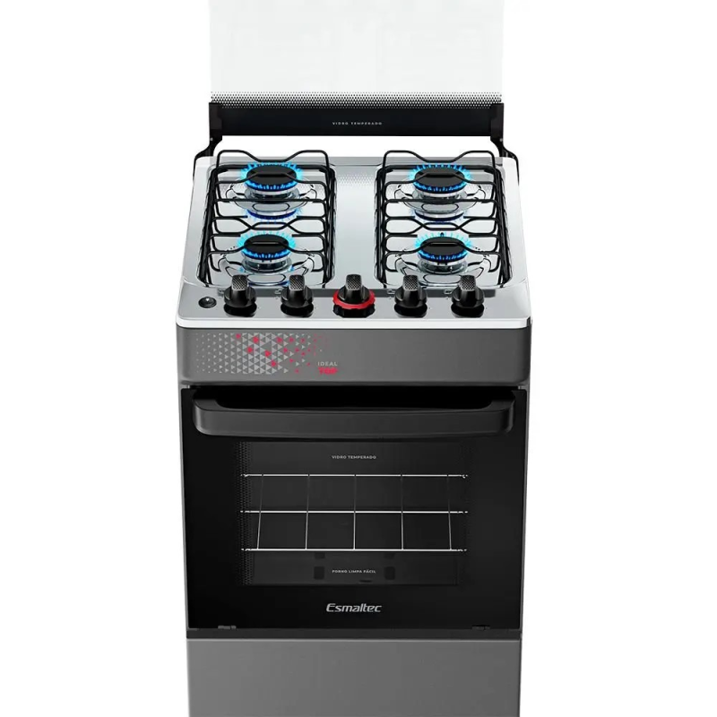 Fogão 4 bocas mesa inox ideal top titanium esmaltec