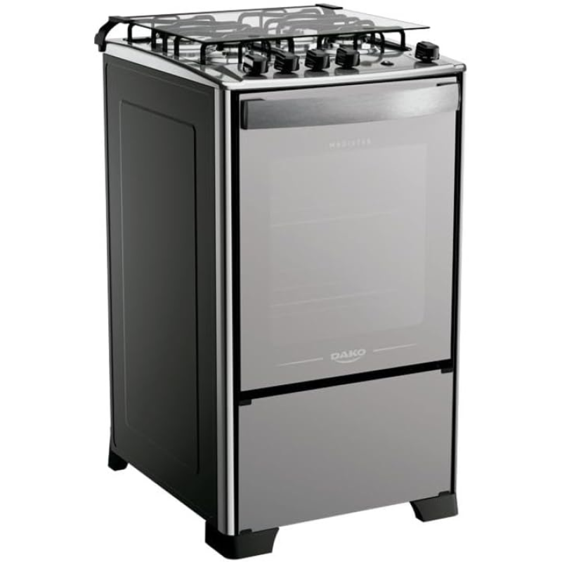 Fogão 4 bocas mesa inox magister style preto dako