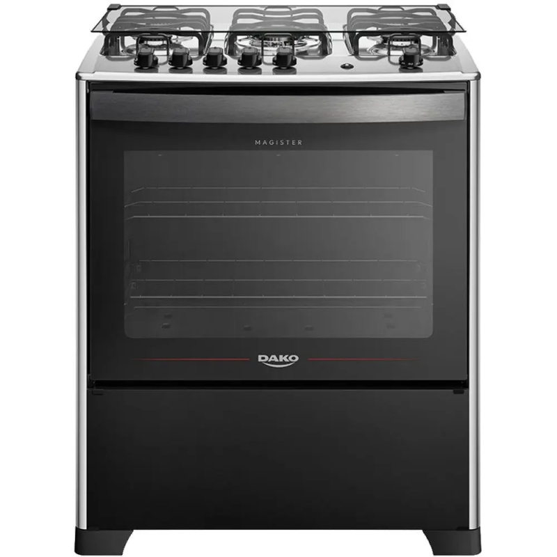Fogão 5 bocas mesa inox magister style preto dako