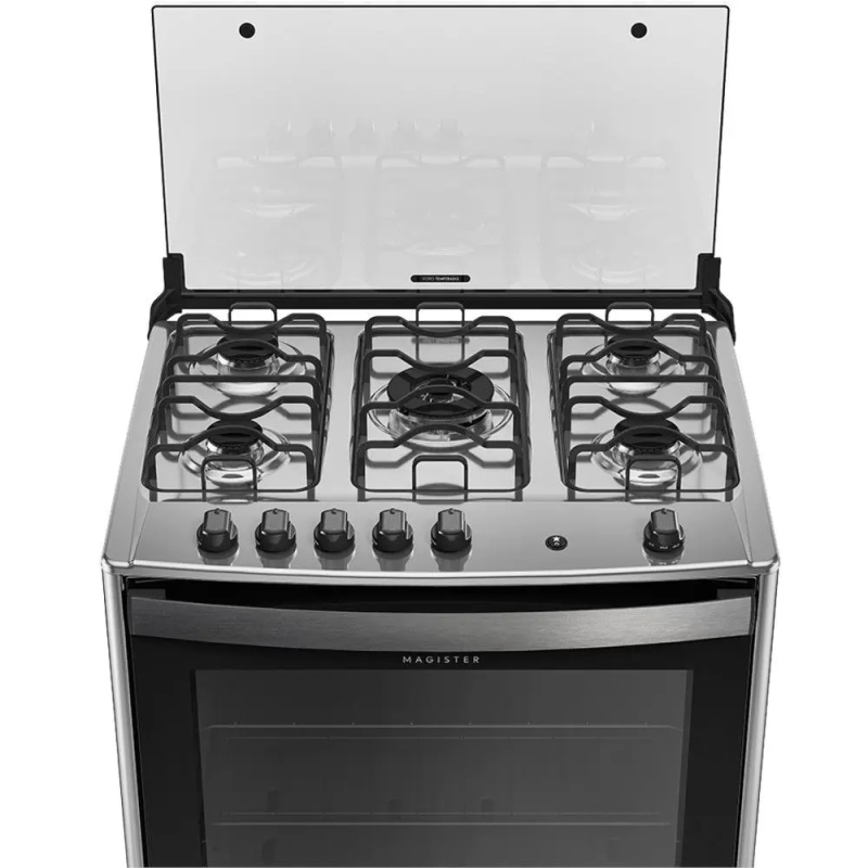 Fogão 5 bocas mesa inox magister style preto dako