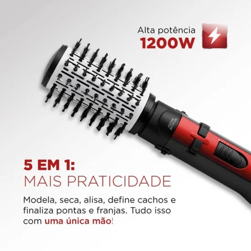 Escova rotativa 1200w ceramic ion er09 vermelha mondial